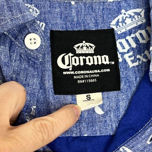 Corona beer logo short sleeve button up shirt size S - Picture 7 of 11
